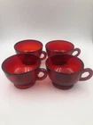 Vintage Anchor Hocking Royal Ruby Red Glass Cups Tea Punch Coffee Set Of 4