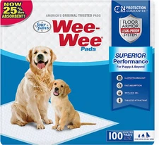 Four Paws Wee-Wee Superior Performance Unscented Pee Pads for Dogs & Puppies, Qu