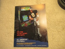 Original 1989 c11- 8.5''  all american football  ARCADE video GAME FLYER     image