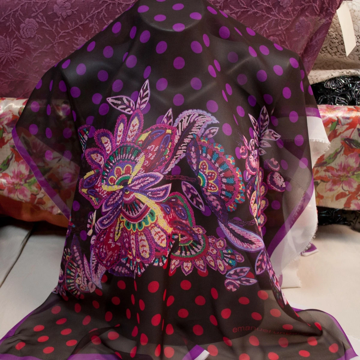 Polka dot 2024 silk chiffon fabric