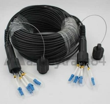 100M Outdoor DVI LC Fiber Optic Patch Cord Waterproof 4 cores Armored TPU Cable