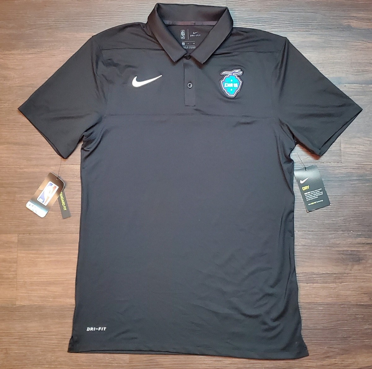 NBA All-Star 2019 Charlotte Nike Dri Fit Mens Sm Black Polo Shirt New With  Tags