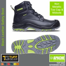 Apache Dakota Black Leather Waterproof Non-Metallic Safety Mens Work Boots
