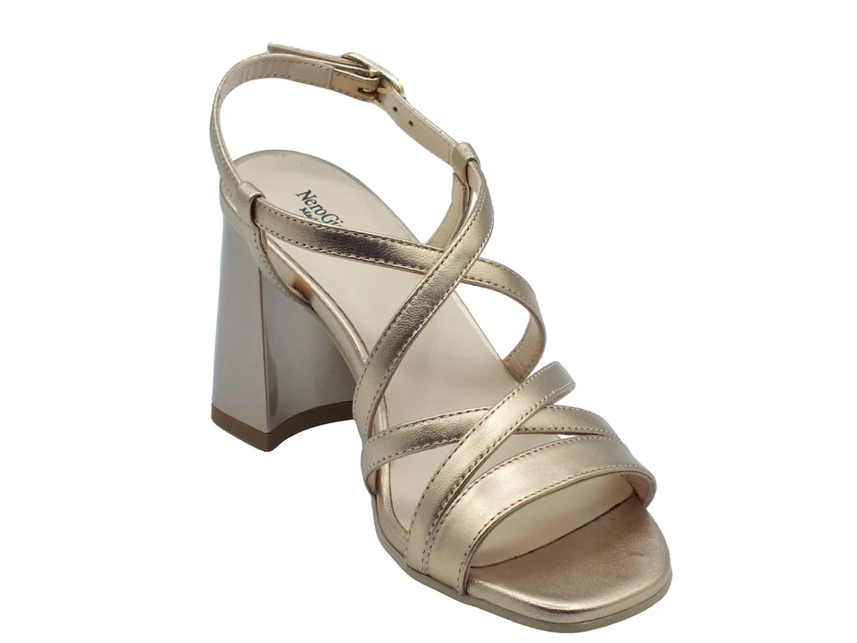 NeroGiardini E410232D Laminato Sandalo Sandali Eleganti per Donna in pelle con t - Immagine 2 di 3