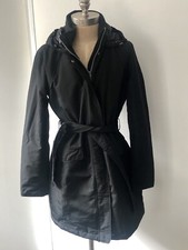 Geox Womens Hooded Zip & Button Down Coat Black Size 8