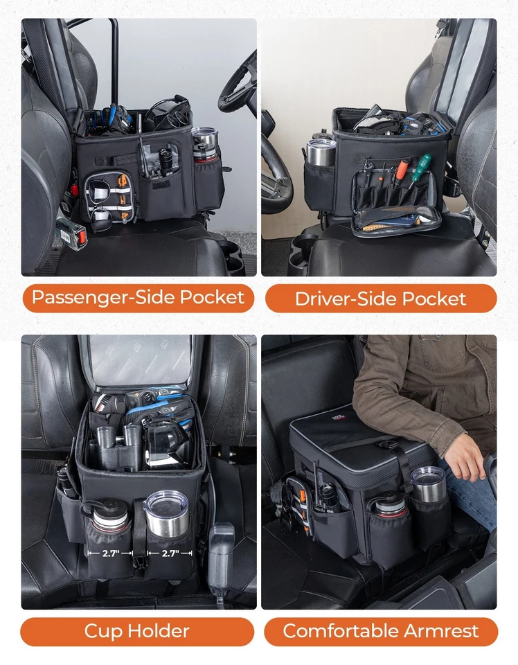 Console assento central universal apoio de braço caixa de armazenamento bolsa para Polaris Ranger Can-Am - Imagem 2 de 4