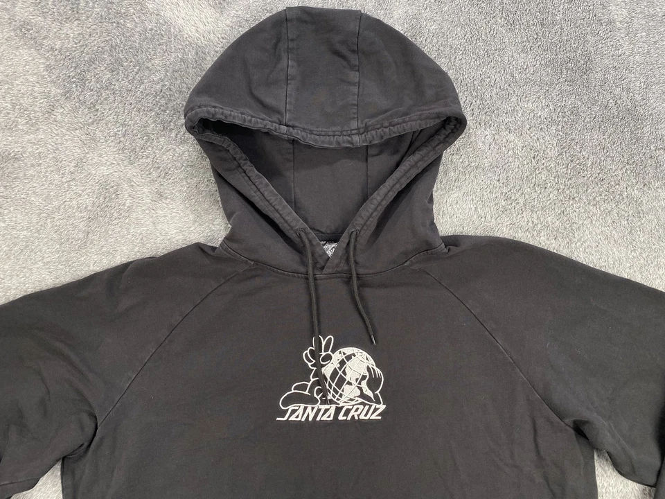 Sudadera con Capucha Santa Cruz Para Hombre XL Negra Algodón Reciclado Pullover Bordado Skate Globe Foto 4 de 4