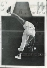 1969 Press Photo Athletics' Baseballer Dick Green Leaps for Ball, Milwaukee, WI