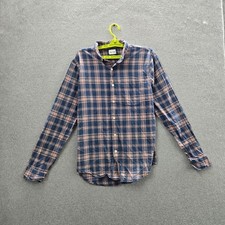 Abercrombie Fitch Men Button Up Shirt L Blue Plaid Casual Shirt Muscle