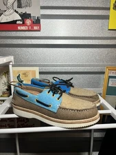 Rare Dapper Sperry Rowing Blazers blue and beige boat shoes US 10