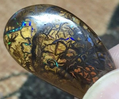 Yowah Koroit bolder opal.  Multicolor flashes and tribal patterns  15.7ct