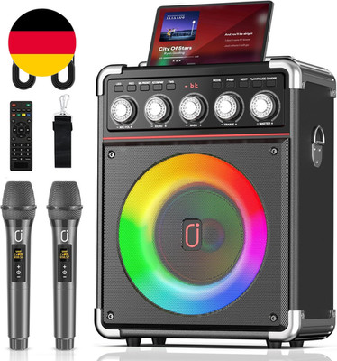 JYX Karaoke Maschine Mit 2 Drahtlosen Mikrofones, Tragbaren Karaoke Anlage Lauts