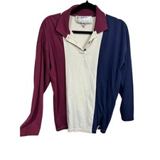 Vintage 80s Golden Touch Colorblock Long Sleeve Polo Shirt Size Medium