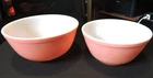 VTG PYREX SOLID PINK FLAMINGO MIXING BOWLS 402, 403 SIZES MCM NESTING 70's