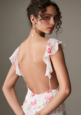 NEW Rixo Waterblossom Ivory Gail Backless Midi Silk Dress Size  XXS S M PRP £425