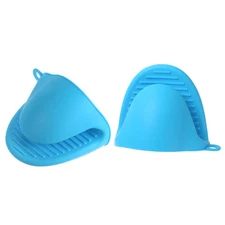 2pcs Silicone Pot Holders Pinch Grips Oven Mitts Mini Oven Mitts Blue