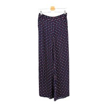 Anthropologie Cartonnier Pants Geometric Print Wide Leg Rayon Navy Blue Size 4