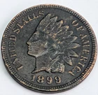 1899 Indian Head One Cent Full Liberty, 4 diamonds, sharp detail,Free Shipping