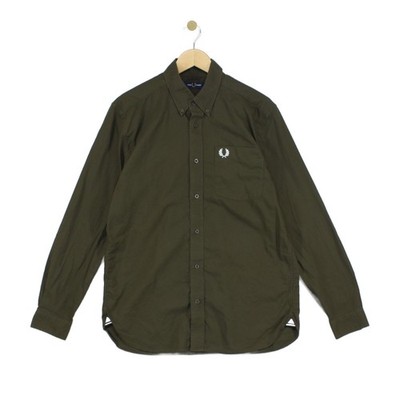 Fred Perry Hemd Herren Größe M Grün Freizeit Knopfleiste Logo Klassiker