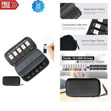 Sleek Black USB Flash Drive Organizer with Zipper & Label Sheet for Easy Access