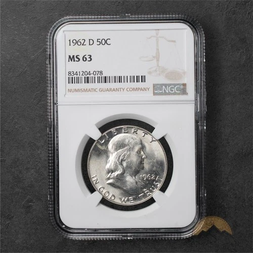 1962-D Franklin Silver Half Dollar 50c - NGC MS63 - Denver