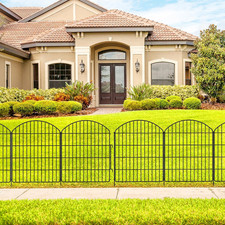 Garden Fence 6 Panels with Gate 30in Metal No Dig Animal Barrier Yard Decor