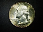 1951 Washington Silver Quarter! Better Date Toned! GEM UNC! Great Luster!