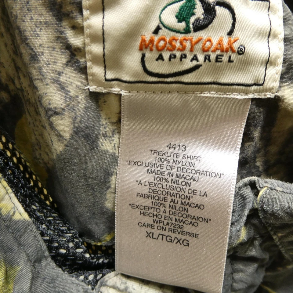 Camisa masculina Mossy Oak XL camuflagem break-up treklite manga longa malha ventilada caça - Imagem 3 de 4