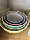 VTG MCM Pyrex Primary Colors Mixing Bowl Set (5) Nesting Green Verde Yellow Red