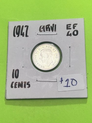 1942 Canadian 10c Dime .8 Silver George VI  AG  HIGHER GRADE.  TRENDING AT $9