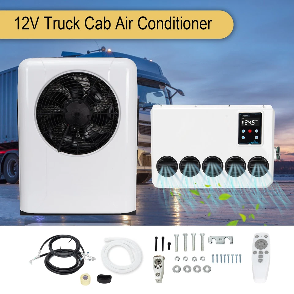 Aire acondicionado cabina camión 12V 12000 BTU aire acondicionado dividido para semirremolques autobús caravana nuevo Foto 4 de 4