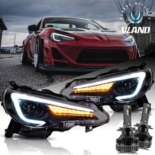 VLAND Headlights+LED Bulbs For Toyota GT86 Subaru BRZ W/Sequential Indicator RHD