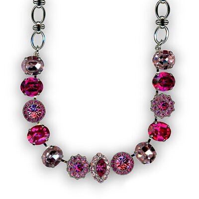 Mariana Necklace Charming Fuchsia, Rose, & Lt Rose Austrian Crystals Saba Car...