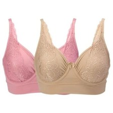 Rhonda Shear 2Pack Butterknit No Wire Underwire Bra Size XL Lace Intimate 638.11