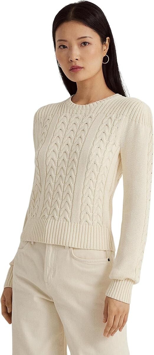 ラルフ・ローレン Lauren Ralph Lauren Plus Size Cable-ニット Puff Sleeve Sweater レディース Ralph Lauren women's Cable Knit Puff Sleeve Sweater - size