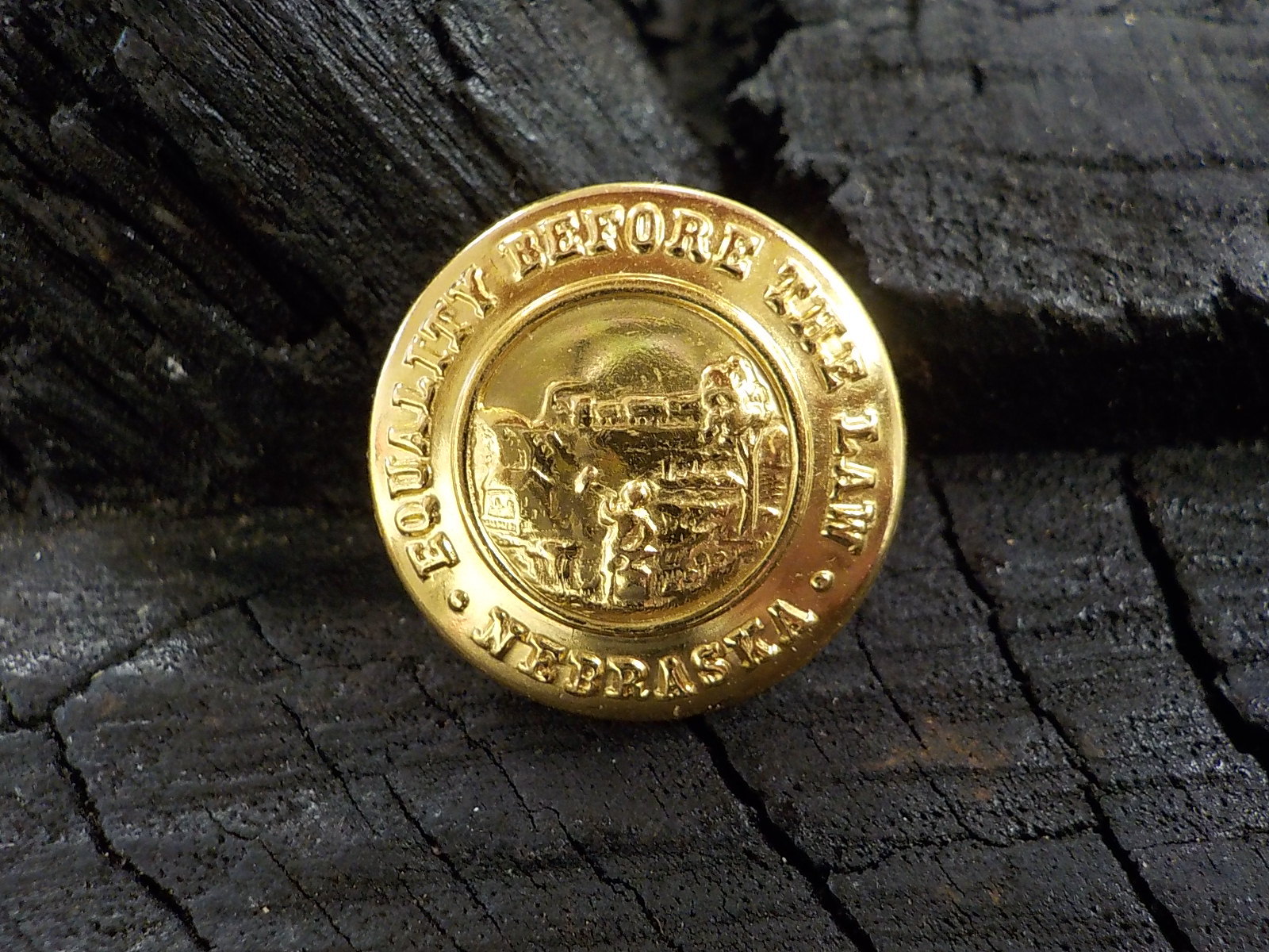 Old Rare Vintage Antique War Relic Nebraska Officer Coat Button