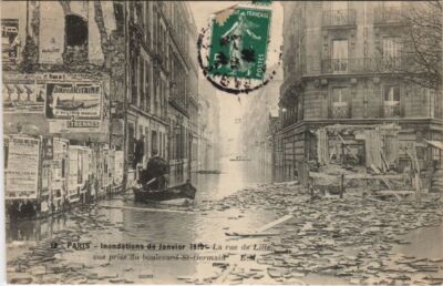 Old postcard Floods 1910 PARIS Boulevard St-germain Rue de Lille (996632)