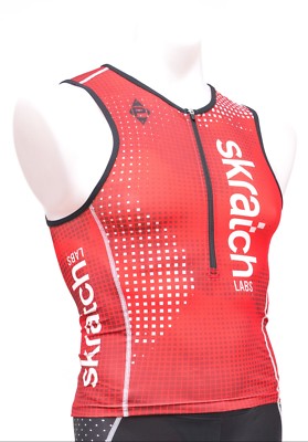Panache skratch LABS Men Sleeveless Triathlon Race Singlet MEDIUM Zip Tri Top