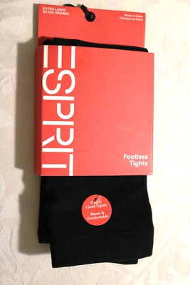 ESPRIT Footless Tights, XL, Color Black, New with Tags