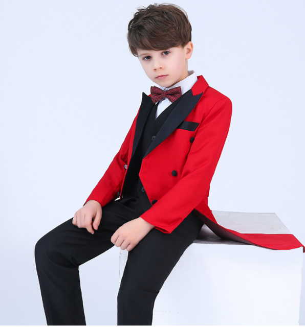 5Pcs Boys Fancy Tuxedo Costumes Formal Party Dress Suit Kids Red Set eBay