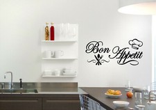 BON APPETIT CHEF HAT FORK KNIFE GREAT FOR KITCHEN VINYL DECAL CHOOSE A SIZE 