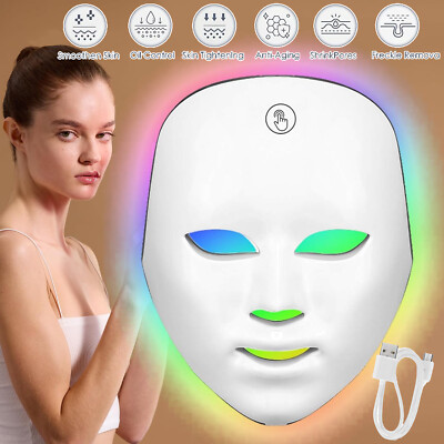 Kosmetik LED Gesichtsmaske 7-Farben Lichttherapie Maske Photonentherapie Maske