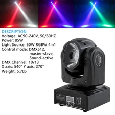 85W RGBW LED Beam Moving Head Light DMX Stage DJ Disco Party Lights Wash Light