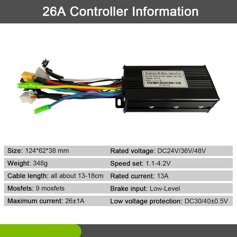 E-bike Controller 17A 26A 30A Three-Mode Sine Wave Controller V889 LCD Display  - Image 3 of 4