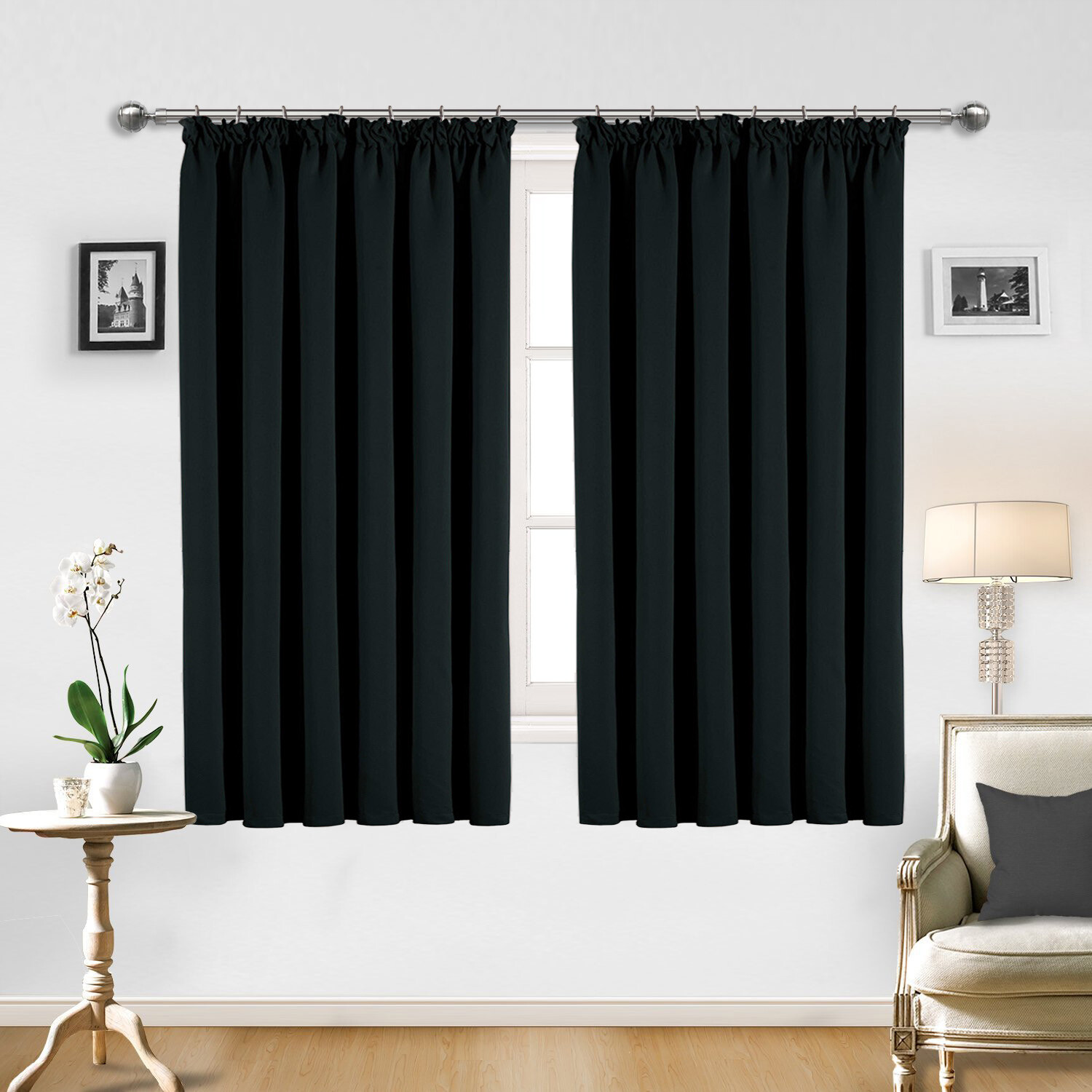 Blackout Pencil Pleat Curtain Insulated Thermal Short Window Bedroom