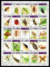 BHUTAN 1143 - Insects and Spiders "Souvenir Sheet" (pb84610)