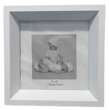 BDI Imports White Wooden Shadow Box 4"x4" (10x10cm) Picture Frame
