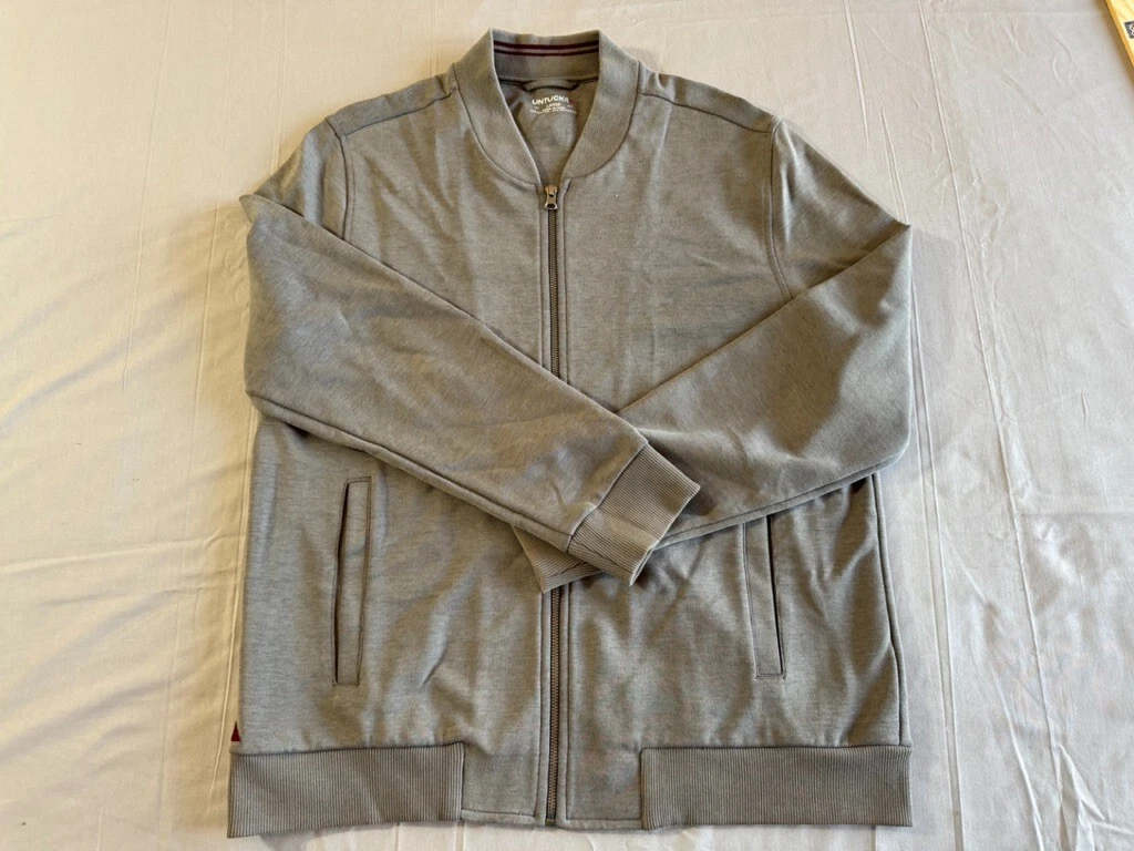 Untuckit Jacket Mens Large Gray Full Zip Fleece Outdoors Hiking Camping
