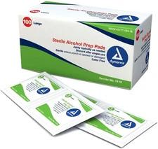 200 Wipes - 2 Boxes of Large 70% Alcohol Sterile Prep Pads  Swabs Wipes 100/Box