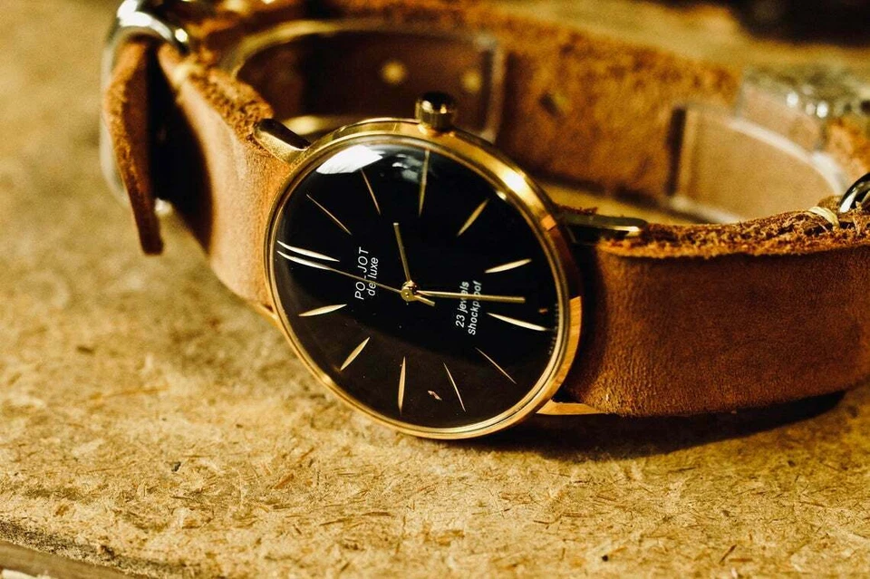 Watch POLJOT De Luxe Vintage Mechanical Luxury leather strap Men's Ultra SLIM - Image 2 of 4